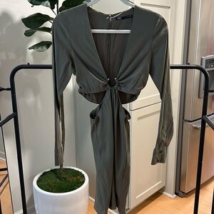 Zara green cutout dress with silver hardware detailing